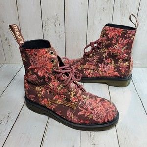 Womens DR MARTENS 1460 Beckett Cherry Red Floral Canvas Boots Sz 8 Nice (Mens 7)